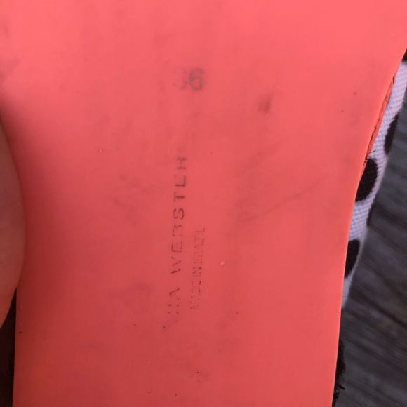 SOPHIA WEBSTER Black White Coral polka dot stripe slip on espadrille fla… - Picture 8 of 10